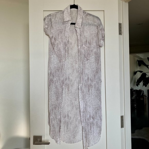 Gentlefawn White Short Sleeve Long Button Down/Coverup - Picture 1 of 5